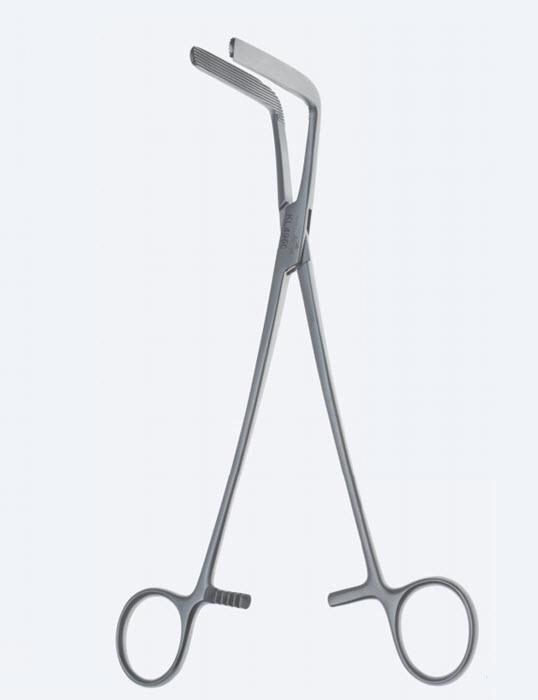 Зажими Wertheim-Cullen, компресійні, вигнуті, довжина щелепи 55 мм, загальна довжина 215 мм. Бренд - Asanus Medizintechnik Gmb, Німеччина